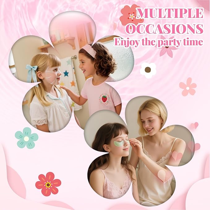 120 PCS Spa Party Supplies for Girls, Sleepover Party Supplies for Girls, Skincare Set, Include Face & Lip Masks, Foot Bath Bombs, Hand Cream, Lip Balm, Under Eye Patches, Spa Birthday Party Favors