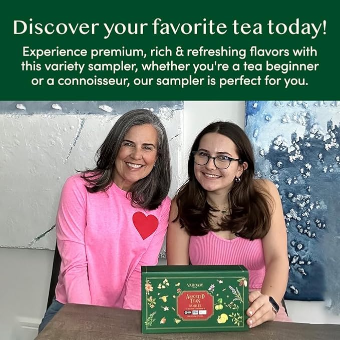 VAHDAM, Assorted Loose Leaf Tea Gift Set (10 Flavors, 100 gm) Gift Ideas for Women & Men | Herbal Tea, Green Tea, Chai Tea & Black Tea Sampler| Non-GMO, Gluten Free | Gifts for Him/Her