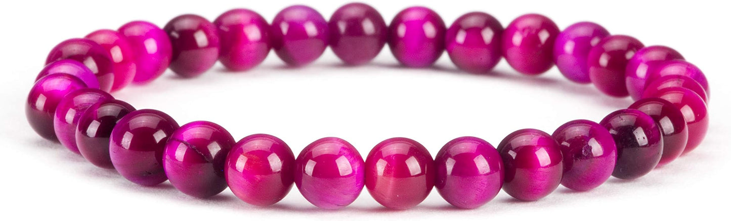 Cherry Tree Collection - Small, Medium, Large Sizes - Gemstone Beaded Bracelets For Women and Men - 6mm Round Beads