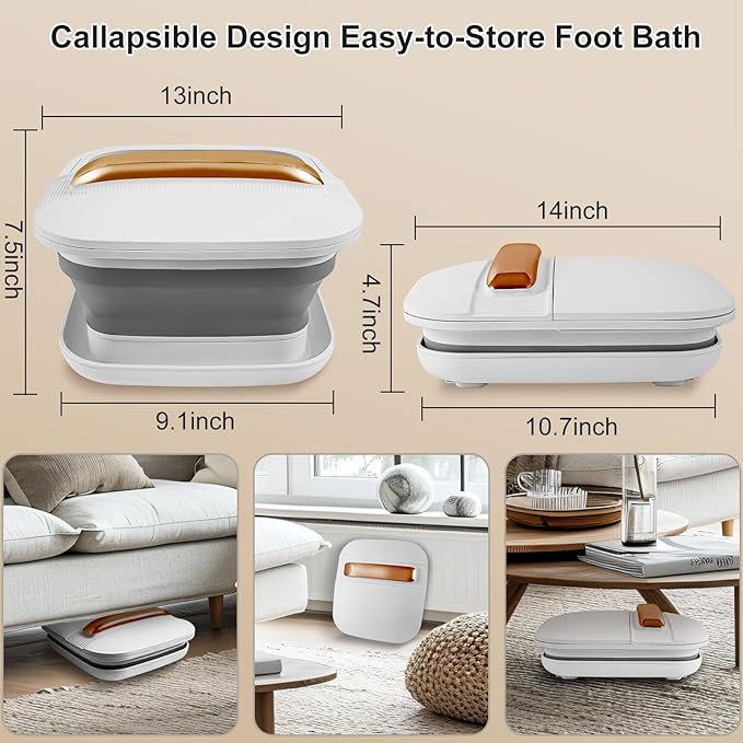 Collapsible Foot Spa with Heat and Massaging,Remote Control,Water Jet,Rollers Massage,Temperature Control, Red Light,Pedicure Kit Foot Spa Foot Bath