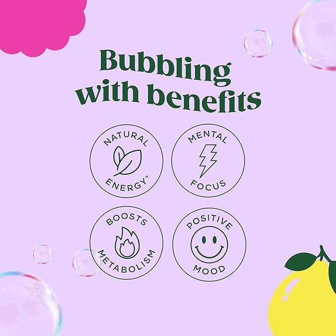 Bloom Nutrition Sparkling Energy Drink for Focus, Natural Caffeine, Zero Sugar, 180mg Caffeine, Antioxidant-Rich with Green Coffee Bean, Green Tea Extract, & Prebiotics, Raspberry Lemon 12oz 24 Pack