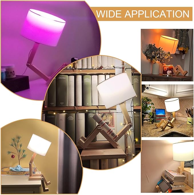 Cute Desk Lamp, Unique Table Lamp,Wooden Bedside Table Lamps Fun Quirky Robot Lamp Whimsical Cute Light for Home,Dorm Room,Kids Room,Office,Gift, Adjustable Shape