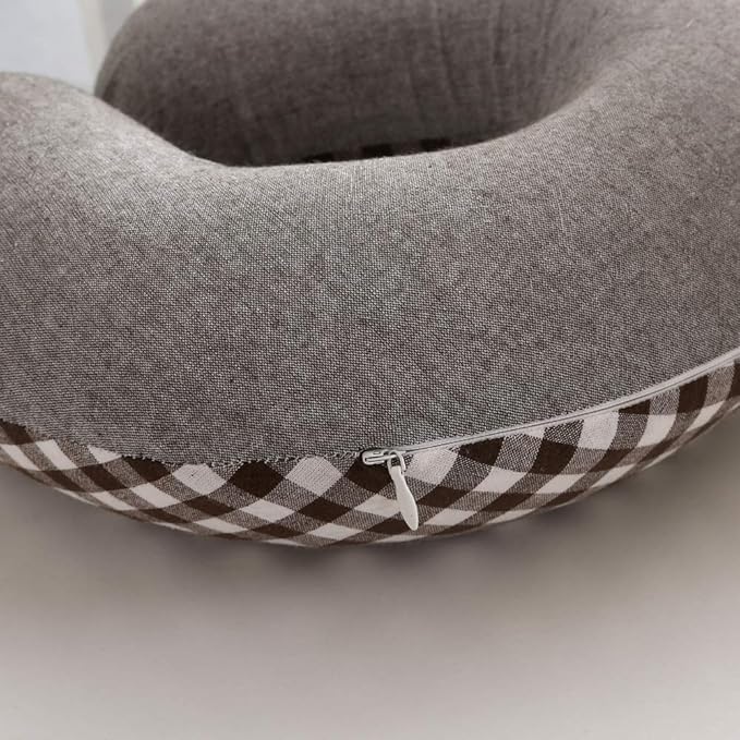 Buckwheat Neck Pillow for Sleeping U Shaped Pillow Cooling Travel Cervical Sleeping Pillow Head Neck Contour Support for Side Sleepers(12x12 inch, AB-Black)