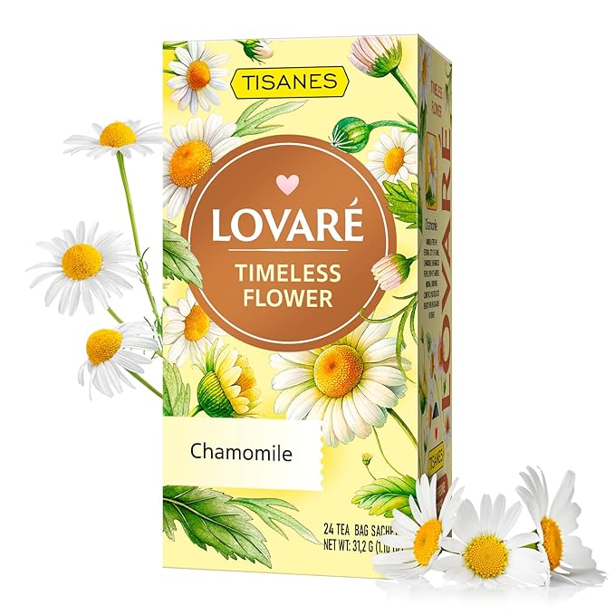 LOVARE Timeless Flower Herbal Tea – Gentle Blend with Chamomile Flowers – Caffeine-Free, Light & Aromatic – 24 Tea Bags (1.3g Each) (TIMELESS FLOWER)