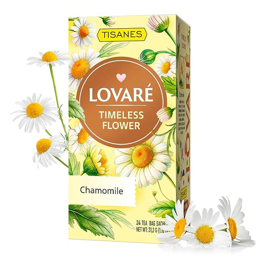 LOVARE Timeless Flower Herbal Tea – Gentle Blend with Chamomile Flowers – Caffeine-Free, Light & Aromatic – 24 Tea Bags (1.3g Each) (TIMELESS FLOWER)
