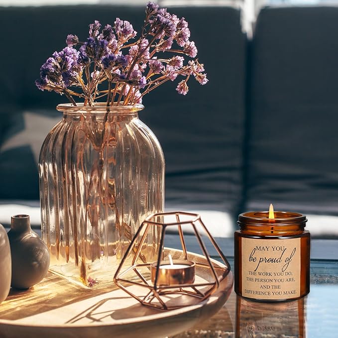 Fumete 10 Pcs Jars Scented Soy Candles 3.5 oz May You Be Proud of The Difference Candles Team Thank You Gifts for Employee Appreciation Gifts Coworker Vet Tech Nurse Teachers(Amber,Proud)