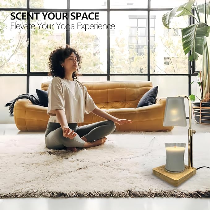 Candle Warmer Lamp with Timer Electric Wax Warmer for Scented Wax Melt Warmer Melter for Jar Candles Touch and Remote Control Dimmable Adjustable Height Gifts for Women 2 Bulbs,Frossted Glass