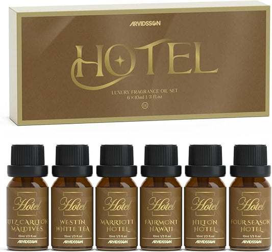 Hotel Diffuser Oils Gift Set - ARVIDSSON Hotel Essential Oils for Diffuser, Luxury Fragrance Oil Set - Inspired by 5 Star Hotels Including Hilton, Four Season and More Scents, Gift for Women and Men