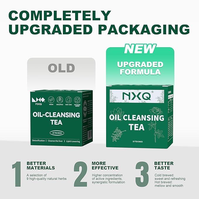 NXQ Oil Cleansing Tea (30 bags): Chinese Liver Detox Tea-10 Traditional Herbal-WinterMelon & Lotus Leaf-Oil Reducing Teabag-inner cleansing with Herbal Formula for Welness