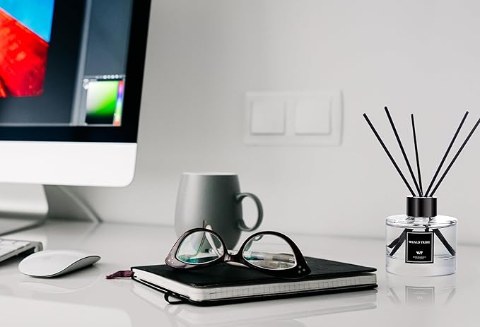 WEALD TRIBE Reed Diffuser Set Of 3 For Bathroom Air Fresheners, Oil Defusers Sticks | Bamboo, Sage & Sea Salt, Sandalwood Ebony Scent(1.7 fl oz Each Pack) Home Fragrance With 12 Sticks | Shelf Decor