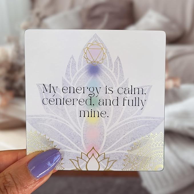 Aura Chakra Affirmations & Ritual Deck: 57 Daily Mindfulness & Meditation Activity Cards | Balance Mind, Body & Spirit | Wellness Self-Care Gift for Women - Stand and Pouch