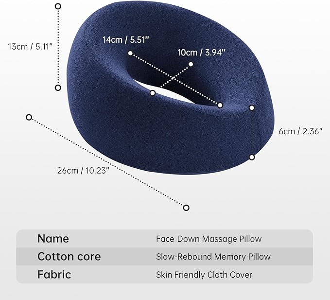 Face Down pillows Massage pillow for Bed Headrest Prone Down Sleeping，Face Cradle，Bbl Pillow After Surgery Post Eye Surgery Recovery & Vitrectomy Recovery Equipment Removable Cover Navy Blue