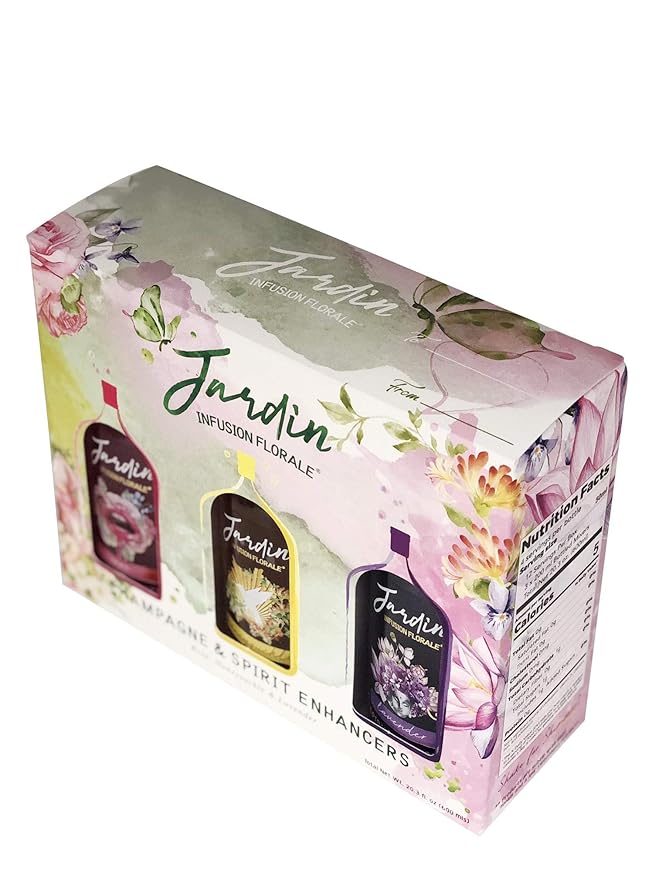 Jardin - Gift Set - Premium Cocktail Mixers - Sugar-Free Syrups - Shimmer Spirit Enhancer for Cocktails & Mocktails - For Events, Parties & Favors - Rose, Honeysuckle & Lavender - 3 Pack (6.76 fl oz)