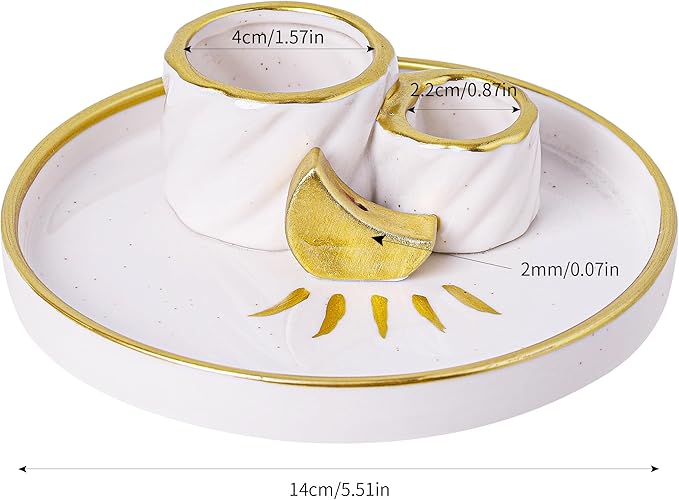 Ceramic Incense Holder Burner, Sage Holder for Burning, Palo Santo Sticks Holder, 5.51" Ash Catch Tray, Smudge Dish for Meditation Yoga, Modern Home Decor Gift