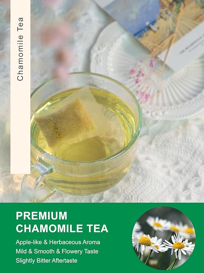 TeeLux Chamomile Tea Bags, 1g/bag, Natural Chamomile Flowers Tea, Mild & Smooth Taste, Caffeine Free, 100 Count