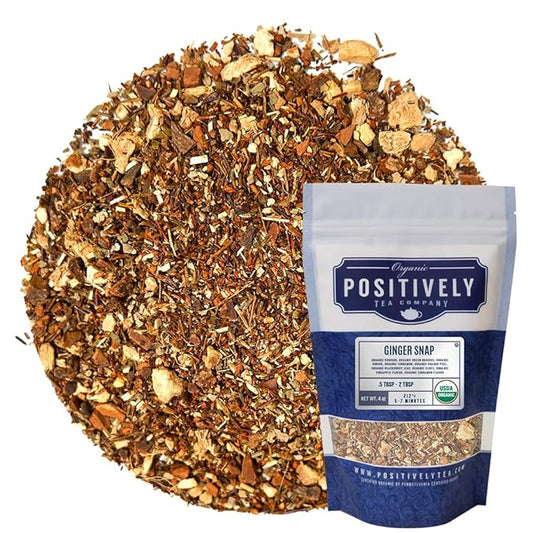 Organic Positively Tea Company, Ginger Snap Rooibos Tea, Loose Leaf, 4 Ounce