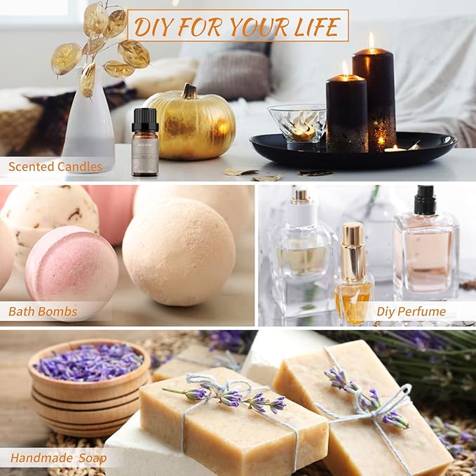 BURIBURI Coconut Essential Oil, Premium Grade Scented Oil 10ml Coconut Fragrance Oil Carrier Oil for Diffusers, Massage, Candle Making Soap Making