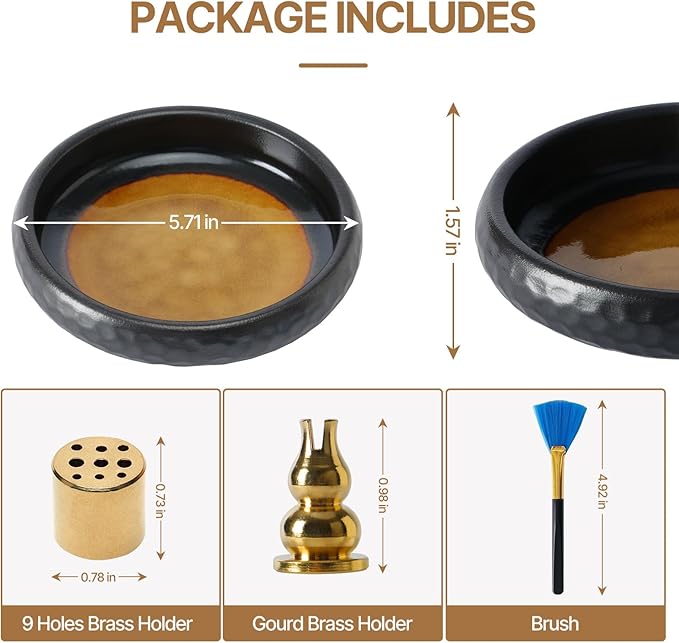 Ceramic Incense Burner,Handmade Incense Stick Incense Burner Reflux Burner,Sage, Coil Incense, Ash Catcher, Smudge Bowl for Yoga Meditation Room Décor,Crack Yellow