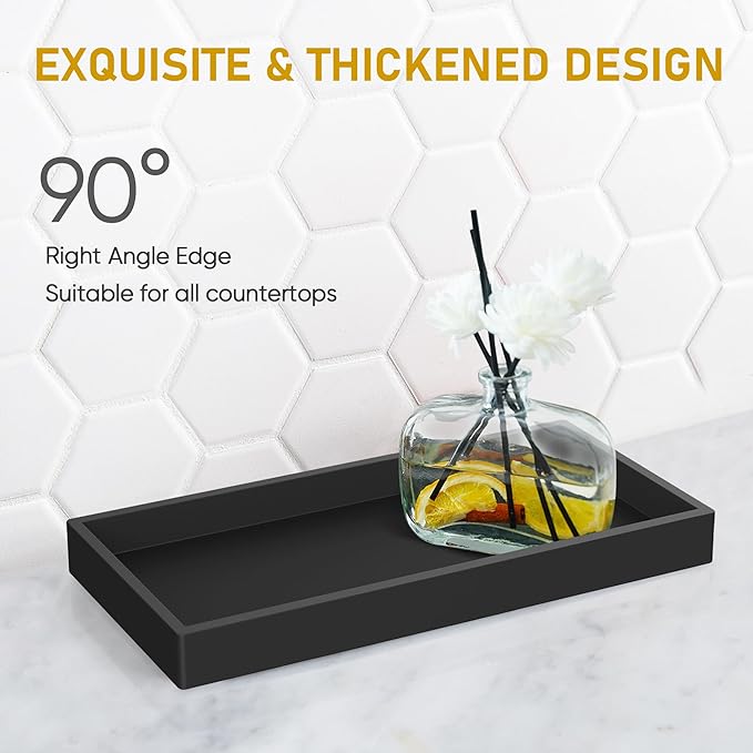 Bathroom Counter Tray,EG-SIPRO High-Grade Thickened Silicone Bathroom Vanity Tray,Shatterproof Durable Rectangle Bathroom Tray Soap Dispenser Tray for Bathroom Countertop