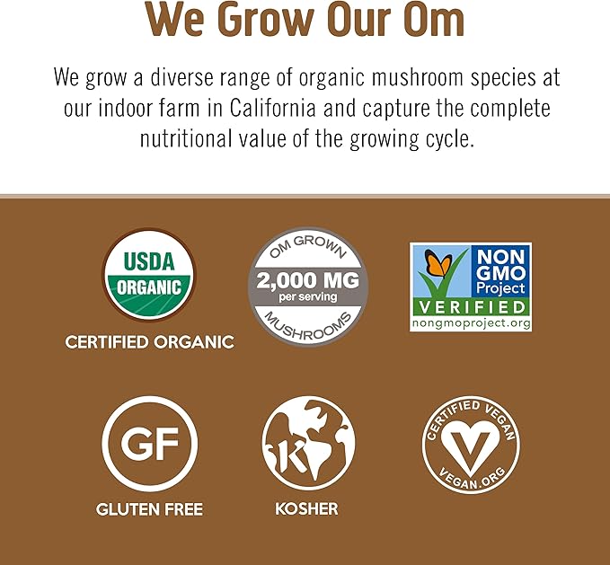 OM MUSHROOM SUPERFOOD Coffee Latte Blend Mushroom Powder, Single Serve, 10 Count, Lion's Mane, Cordyceps, Reishi, Chaga, Energy & Mental Clarity Support Supplement