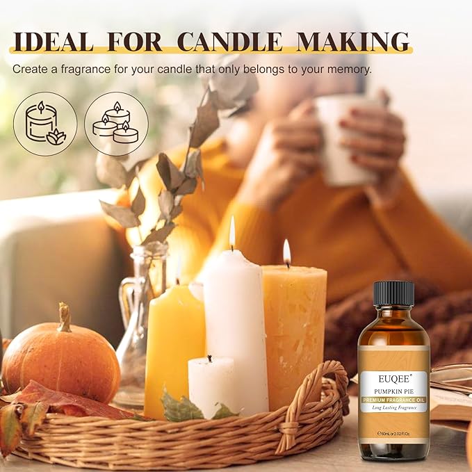 EUQEE Pumpkin Pie Fragrance Oil, Premium Pumpkin Pie Scented Essential Oils with Glass Dropper for Soap & Candle Making, Bath Bombs (2.02 Fl oz/60 ml)