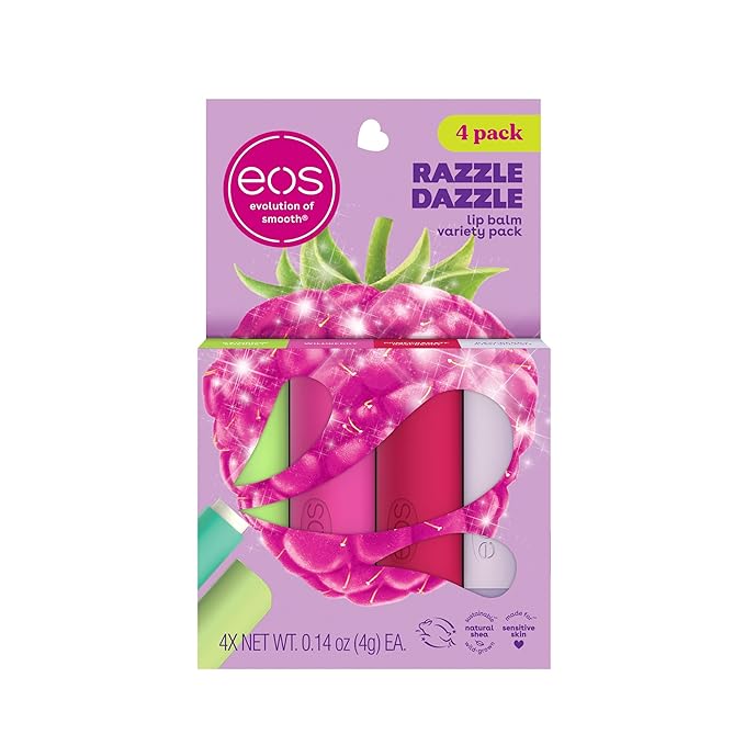 eos Lip Balm Gift Set- Razzle Dazzle, Limited-Edition Lip Moisturizer, Variety Pack, 0.14 oz, 4-Pack