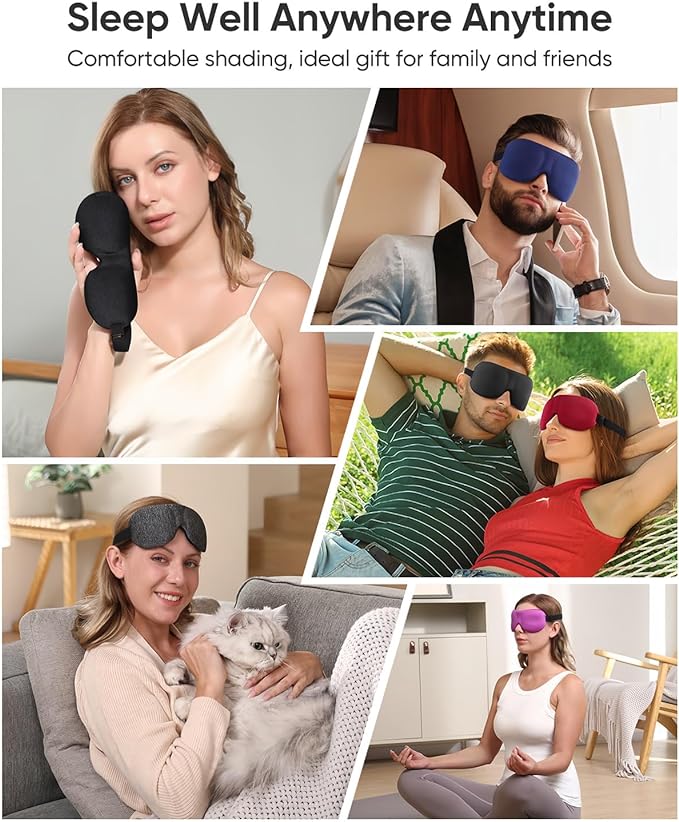 LKY DIGITAL Sleep Mask for Side Sleeper 3 Pack, Blackout 3D Eye Mask for Sleeping, Night Blindfold for Men Women