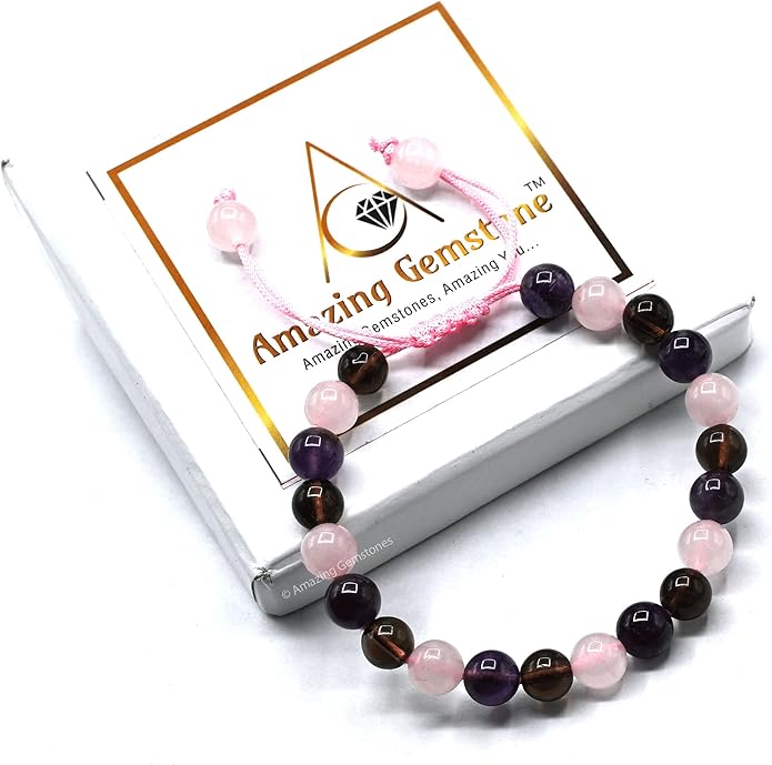 Natural Healing Crystal Bracelet for Women - Mens Bracelet Energy Balancing Gemstones Set - Adjustable Stone Bead Bracelet for Men and Women - Chakra Crystal Therapy Accessory, Meditation