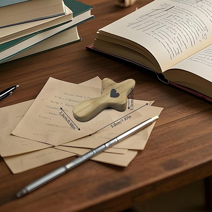 Atlodas Cross My Heart, Encouragement Gift, Relieve Anxiety Comfort for Clutching, Clinging and Praying, Pocket Olive Wood Cross Religious Gift for Children and Adults (B, 3Pcs)