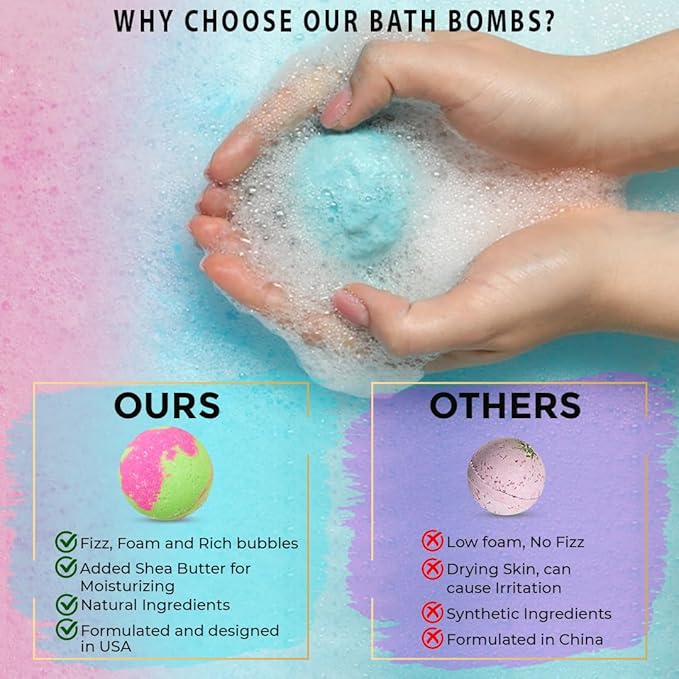 Bath Bombs for Women Gift Set - 24 Natural & Organic Bath Bombs with Essential Oils & Moisturizing Shea Butter, Spa Selfcare Gift, Stocking Stuffers, Christmas Gifts for Her, Women, Kids, Teen Girls