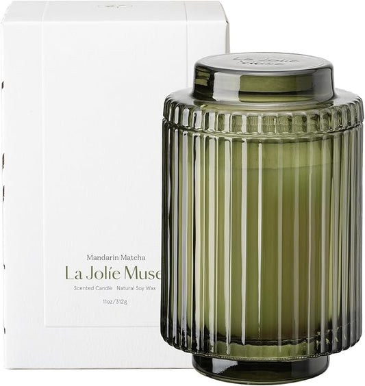 LA JOLIE MUSE Mandarin Matcha Scented Candle, Natural Soy Candles for Home Scented, Candle Gifts for Women&Men, Long Burning Luxury Jar Candle, 11oz