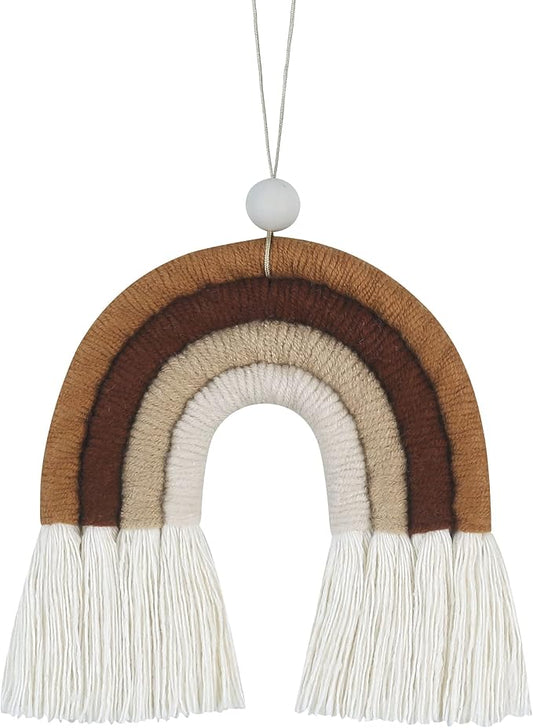 BOHO GARDEN Macrame Bohemian Rainbow Charm - Essential Oil Diffuser for Cars, Baby Nursery, Children’s Bedroom & Home Decor- Colorful Decorative Hanging Air Freshener & Accessories - 3.5x4 - Fudge