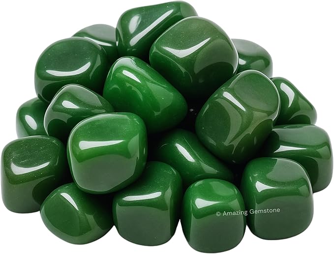Amazing Gemstone Dark Green Aventurine Crystals and Healing Stones Tumbled - 1000+ Carats Dark Green Aventurine Stone, Healing Stones for Energy Balance, Premium Polished Gems Rocks for Meditation