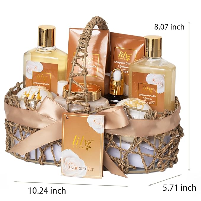Christmas Gifts for Women - 10-Piece Honey Almond Bath & Body Gift Set for Women Spa Gift Basket Self Care Kit with Bath Bomb & Moisturizers | Mothers Day, Birthday Gifts, All Occasion Holiday Present
