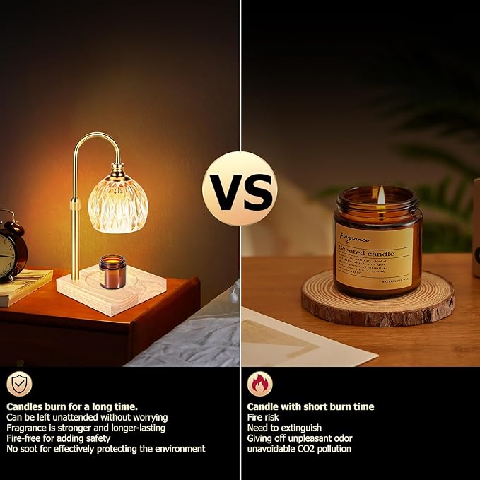 Candle Warmer Lamp, Dimmable Electric Wax Melt Warmer with Timer for Yankee Candle Large Jar Candle, Adjustable Height Candle Warmer Mother's Day Gifts for Mom Home Decor House Warming Gifts New Home