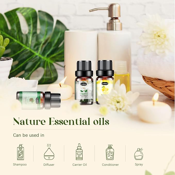 Essential Oils Set, Aromatherapy Essential Oil Kit for Diffuser, Candle, Soap Making, Massage, Skin Care (48 x 5ml) - Sandalwood, Eucalyptus, Lavender, Tea Tree, Peppermint Aromatherapy Oil