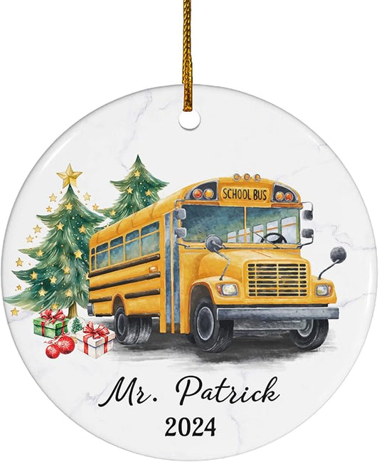 FLOCHIL Personalized School Bus Driver Christmas Ornaments, Custom Ornaments School Bus Driver with Name, Gifts for Christmas