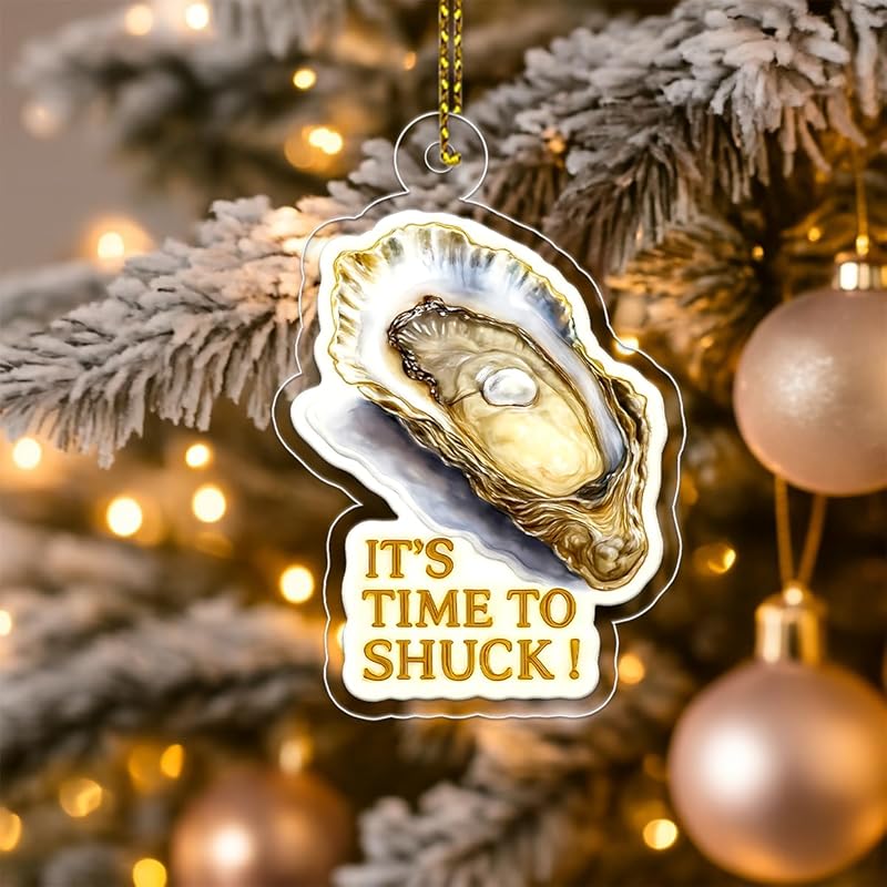 Funny Oyster Ornament, Gag Christmas Ornament, Seafood Lover Gift, Unique Holiday Decoration, Fun Keepsake for Foodies Acrylic Ornament – Personalized Christmas Tree Decoration,