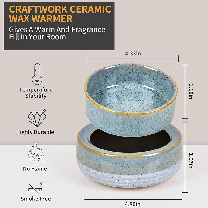 Candle Wax Melt Warmer with Timer Ceramic Electric Wax Melt 4-in-1 Oil Burner Adjusting Temperature Fits Yankee Large Jar Scented Candle for Home Decor Birthday Gifts for Women Mom Grandma Girls