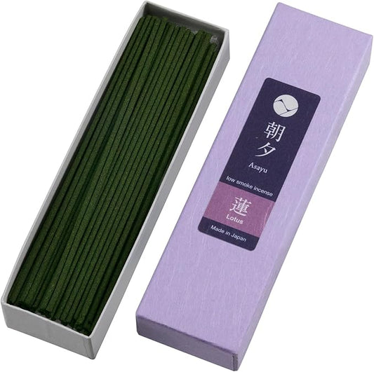Asayu Japanese Low Smoke Incense Sticks Lotus Scent 20g (0.71 oz), Made in Japan Quality Incense for Morning Meditation, Yoga, Relaxation
