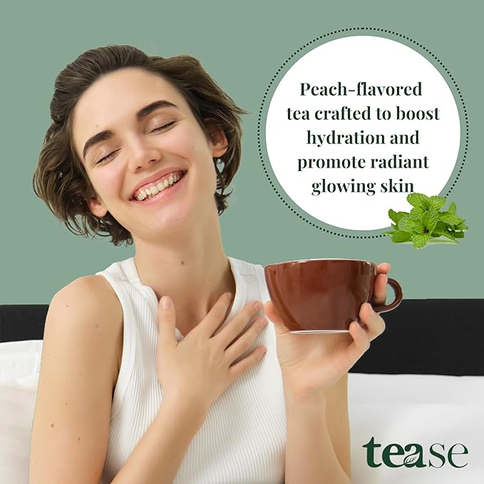 Tease Tea Organic Peppermint Tea - Midnight Mint Digestive Health Herbal Drink, Stomach Relief Caffeine Free Drink Made with Peppermint, Spearmint, and Peach For Calming and Soothing Blend