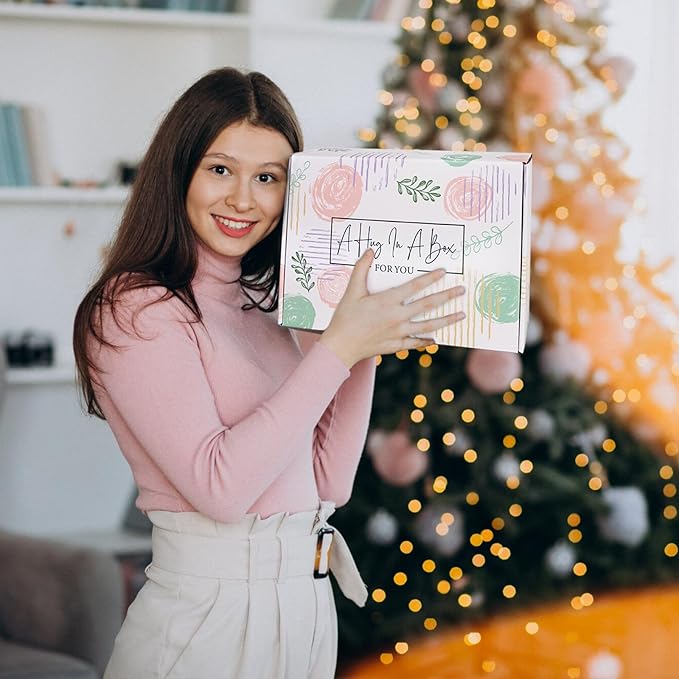 Get Well Soon Gifts for Women - Sending Hug Sympathy Gifts, Care Package Feel Better Basket for Sick Friends, Relaxing Inspirational Gift, Birthday Gift for Women, Blanket Mug Set (Pink)