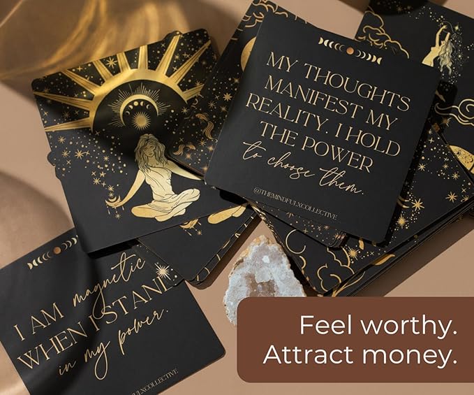 THE MINDFUL COLLECTIVE Positive Affirmation Cards for Women - 50 Daily Affirmations for Women. Motivational Mindfulness Cards, Inspirational Self Care Spiritual Gifts for Astrology, Zodiac