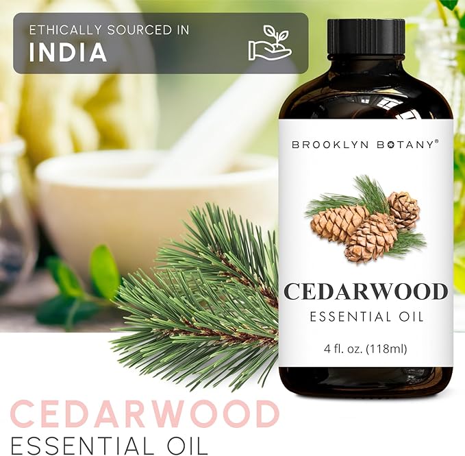 Brooklyn Botany Cedarwood Essential Oil - Huge 4 Fl Oz - 100% Pure and Natural - Premium Grade with Dropper - for Aromatherapy and Diffuser