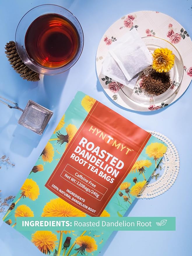 HYNTMYT Roasted Dandelion Root Tea Bags, Pure Dandelion Root Tea, Smooth & Mild Taste, Coffee Alternative, Caffeine Free, 120 Count