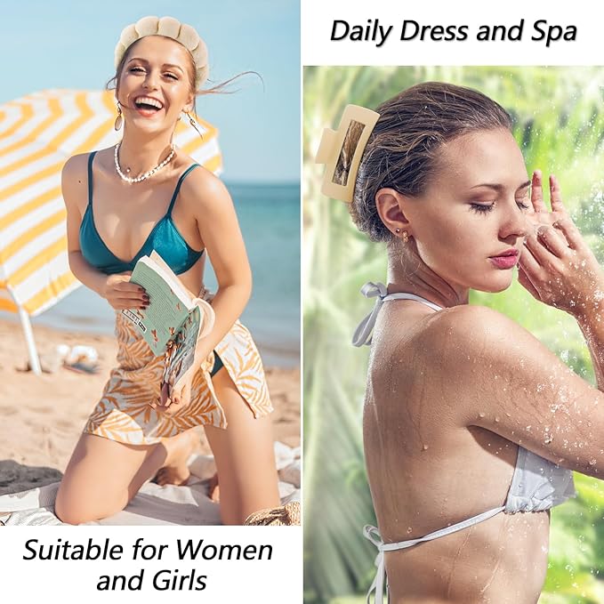 VELSCRUN Spa Headband, Makeup Face Wash Skincare Headbands, 5 Pcs Sponge Get Ready Bear Ears Hairband Facial Wristband Hair Clip Set, Stuff for Teen Girls Women Trendy Fashion Hair Accessories Brown