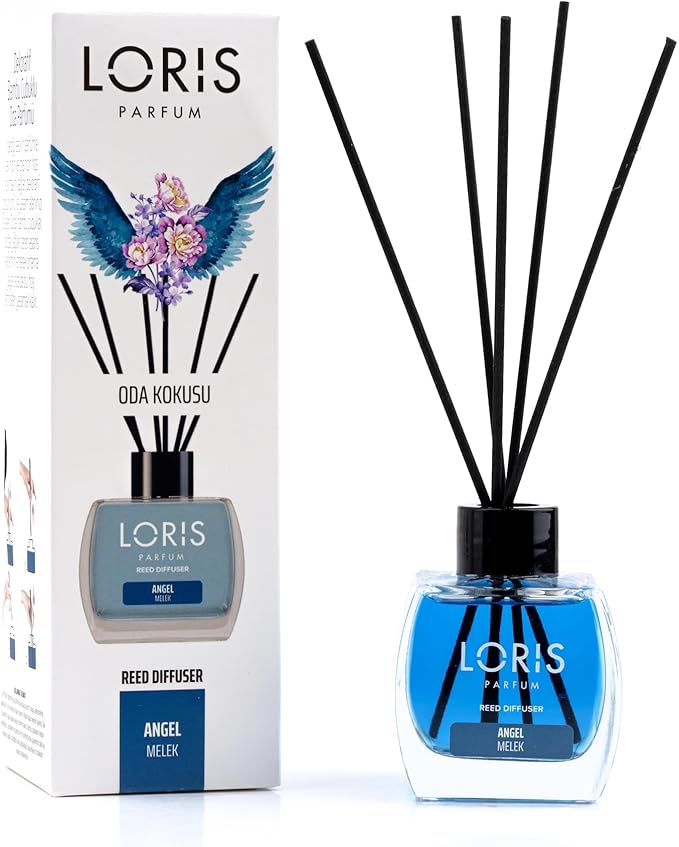 Loris Reed Diffuser - Angel - Aromatic Home Fragrance with Natural Essential Oils, 4.06 fl oz/120 mL – Long‑Lasting, Non‑Toxic, Gift Ready Scented Diffuser with Sticks for Room & Bathroom