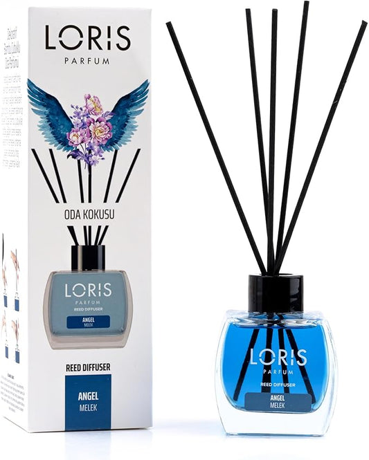 Loris Reed Diffuser - Angel - Aromatic Home Fragrance with Natural Essential Oils, 4.06 fl oz/120 mL – Long‑Lasting, Non‑Toxic, Gift Ready Scented Diffuser with Sticks for Room & Bathroom