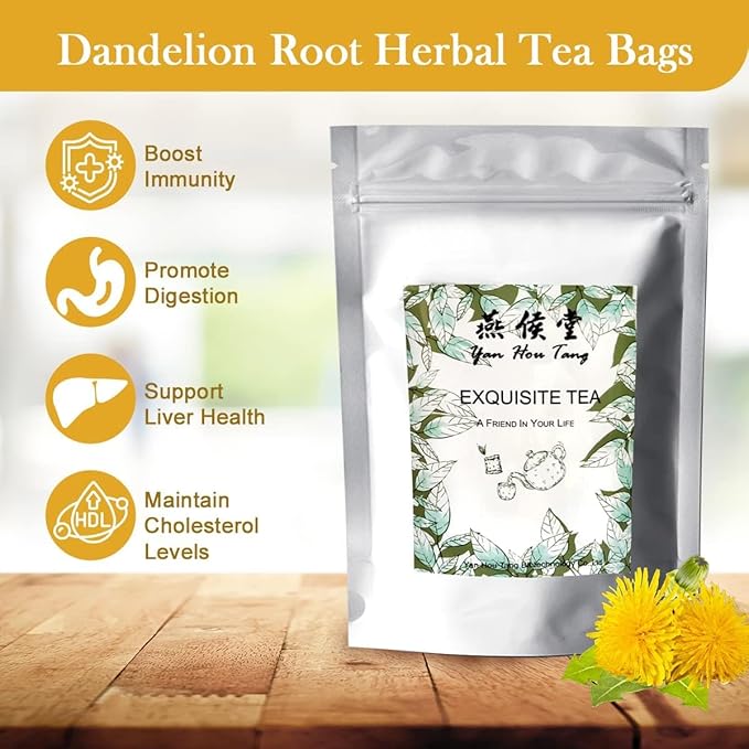EILIN Dandelion Root Tea Bags Roasted Herbal Leaves 2Gram x 100 Counts