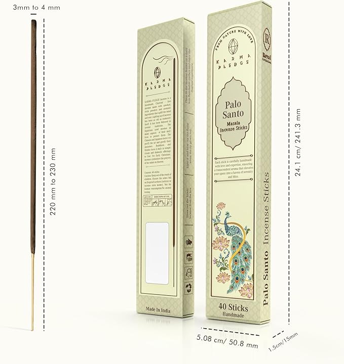 KARMAPLEDGE Palo Santo Masala Incense Sticks, Organic Hand Rolled Incense, Natural Herbs & Aromatic Ingredients, Contain 40 Sticks Inside, Burn Time 45-60 Min, Spiritual Gift, Incense by Karma Pledge